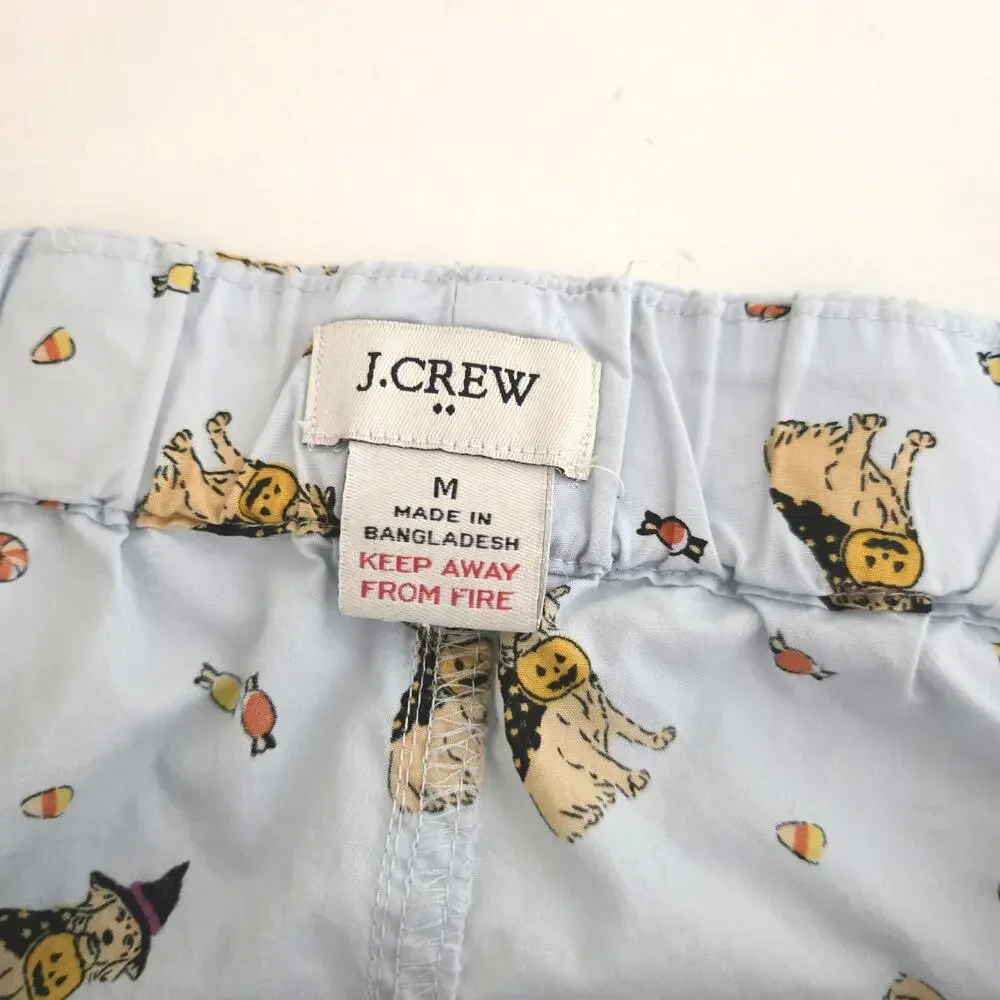 Light Blue Halloween Dog Print Golden Retriever J.Crew Pajama Capri Pants M